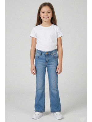 Mutlu Kids Ispanyol Paça Kız Kot Pantolon