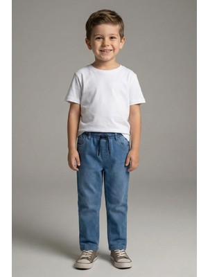 Mutlu Kids Bel Lastikli Erkek Kot Pantolon