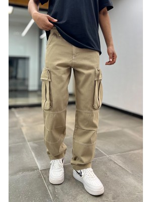 Denim Republic Erkek Kahverengi Baggy Kargo Pantolon