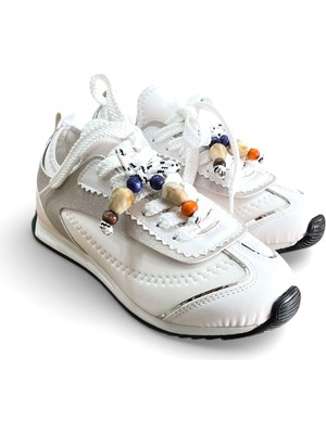 Ahmet Çağlar Prens 208 Kadın Slip On Düz Taban Boncuklu Spor Ayakkabı Beyaz