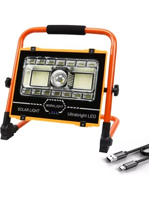 Watton WT-734 P70 LED Solar Panel Şarjlı Taşınabilir Projektör 176 Smd + Yan LED