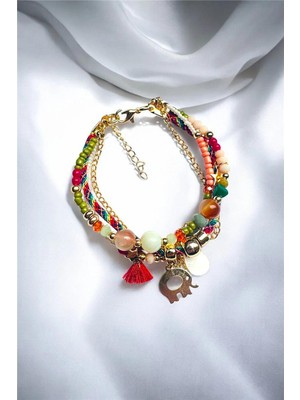 Petek Aksesuar Etnik Bohem Çoklu Bileklik Doğaltaş