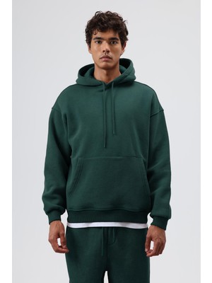 Vamos Basic Oversize Yıkamalı Hoodie Nefti
