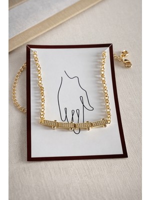 Deesse Latelier GOLD PİNK TAŞ DETAY BARRA BİLEKLİK