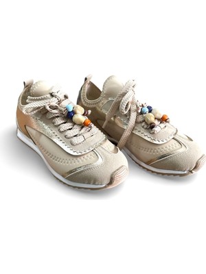 Ahmet Çağlar Prens 208 Kadın Slip On Düz Taban Boncuklu Spor Ayakkabı Kum