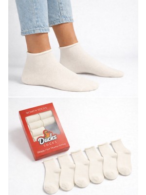 Ducks Socks Kadın 6'lı Pamuklu Kutulu Lastiksiz Dikişsiz Iz Bırakmaz Kısa Konç Sıkmayan Çorap