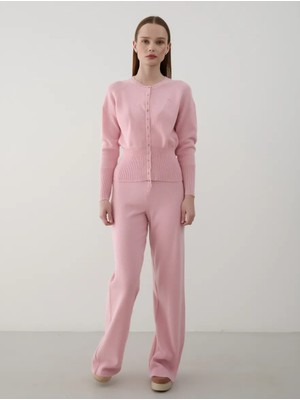 Laluvia Pembe Çıtçıt Düğmeli Triko Takım - 904