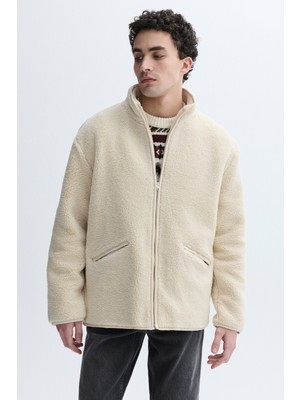 Mudo Erkek Taş Rengi Comfort Fit Sherpa Ceket