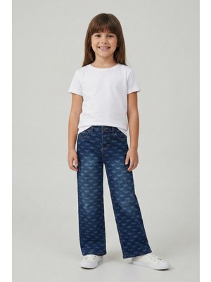 Mutlu Kids Fiyonk Lazerli Kız Kot Pantolon