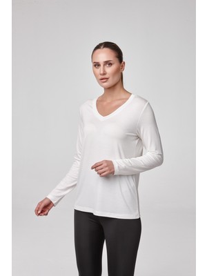 Relactive Kadın Uzun Kollu Derin V Yaka Bluz