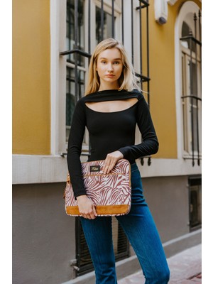 Fudela 15.6 Inch Cream Zebra Macbook- Laptop Bag