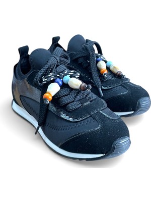 Ahmet Çağlar Prens 208 Kadın Slip On Düz Taban Boncuklu Spor Ayakkabı Siyah