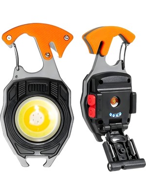 Bbox Kamp Feneri Çok Fonksiyonlu Fener Anahtarlık USB Çakmaklı Cam Kırıcı Kemer Kesici