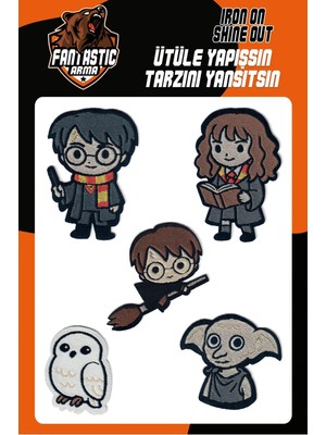 Fantastic 5'li Harry Potter Karakterleri Dokuma Arma Seti - Ütüyle Yapışan Dokuma Patch Set