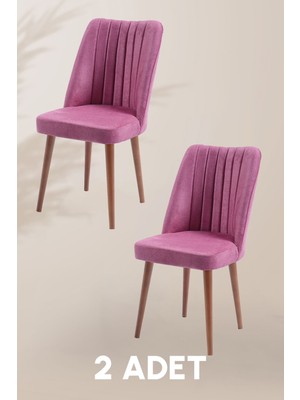 MyMassa Polo Sandalye - Jerika Pembe - Ahşap Ceviz Ayak ( 2 Adet ) - Salon Sandalyesi / Mutfak Sandalyesi