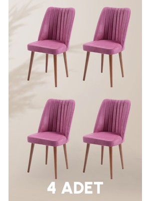 MyMassa Polo Sandalye - Jerika Pembe - Ahşap Ceviz Ayak (4 Adet) - Salon Sandalyesi / Mutfak Sandalyesi