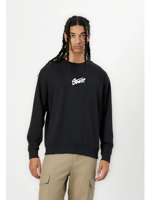 Baskılı Bisiklet Yaka Sweatshırt Oversize 3 Iplik