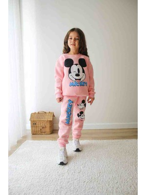 Jeliboom Minnie Detaylı 3 Ip Şardonlu Kışlık Kız Çocuk Alt Üst Takım