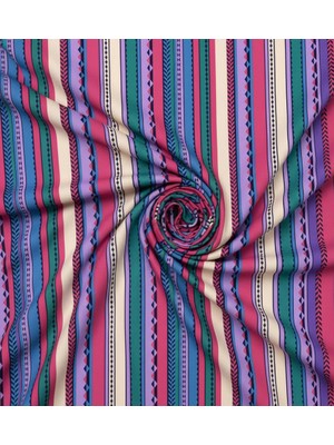 Podyum Baskı Çizgili Etnik Desenli Dijital Baskılı Döşemelik Koltuk Kumaşı, Kırlent, Minder Kumaşı 100X140CM