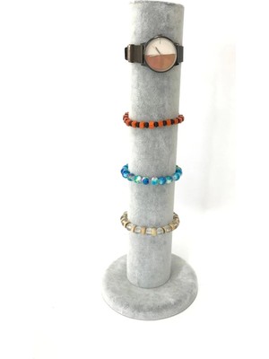 Megass Dekor Süet Kumaş Gri Renk 30 cm Bileklik - Saat Sergileme Standı