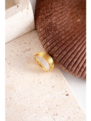 Deesse Latelier GOLD ZİRKON ÇİFT KATMANLI YÜZÜK