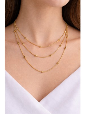 Yush Aksesuar Üçlü Toplu Çelik Kolye