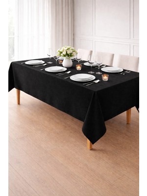 PerdeYap Kadife Dokulu Siyah Renk Masa Örtüsü 33-Siyah