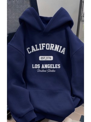 California Baskılı 3 Iplik Oversize Sweatshırt