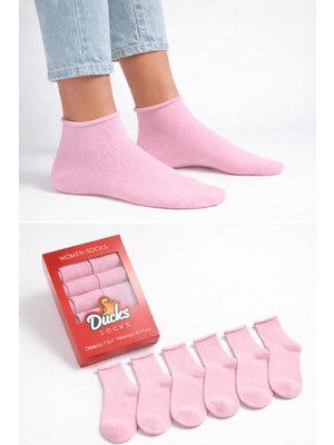 Ducks Socks Kadın 6'lı Pamuklu Kutulu Lastiksiz Dikişsiz Iz Bırakmaz Kısa Konç Sıkmayan Çorap