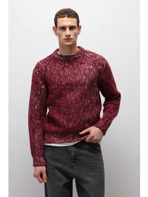 Vamos Yumuşak Dokulu Oversize Triko Kazak Bordo