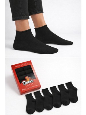 Ducks Socks Kadın 6'lı Pamuklu Kutulu Lastiksiz Dikişsiz Iz Bırakmaz Kısa Konç Sıkmayan Çorap