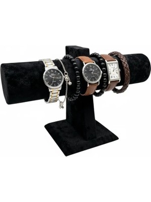 Megass Dekor Tekli Süet Kumaş Siyah Renk 22/16 cm Saat Bileklik Sergileme Standı