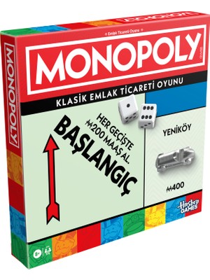 Monopoly Klasik Emlak Ticareti Oyunu 8 Yaş ve Üzeri Eğlenceli Aile Oyunu
