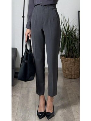 Madame Melek Zr Model Orijinal Marka Fileto Detaylı Kumaş Pantolon Dar Paça Pantolon