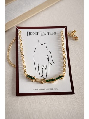 Deesse Latelier GOLD GREEN TAŞLI BARRA BİLEKLİK