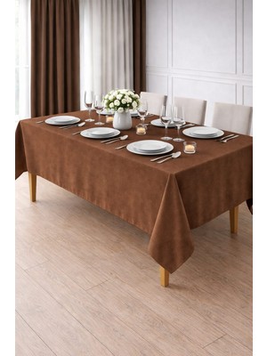 PerdeYap Kadife Dokulu Açık Kahve Renk Masa Örtüsü 37-Açık Kahve