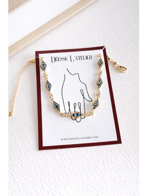 Deesse Latelier GOLD BAKLAVA FORM AZURE BİLEKLİK