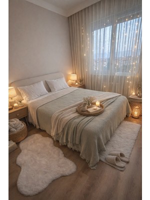 %100 Organik Pamuk 4 Kat Müslin Çok Amaçlı Yatak Örtüsü ve Pike (240X250 Cm)