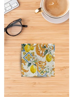 Begoloni Baskılı Doğaltaş Bardak Altlığı - Doğal Taş Bardak Altı