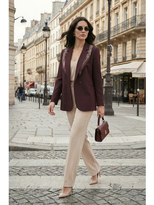 Lela Slim Fit Şal Detaylı Kruvaze Yaka Ceket Bayan Ceket 6927665