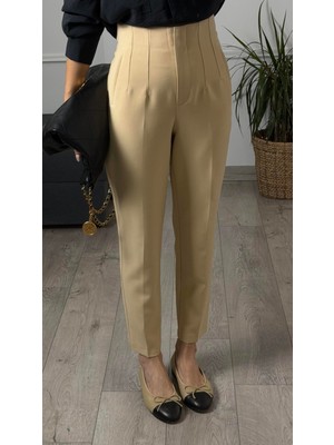 Madame Melek Zr Model Orijinal Marka Fileto Detaylı Kumaş Pantolon Dar Paça Pantolon