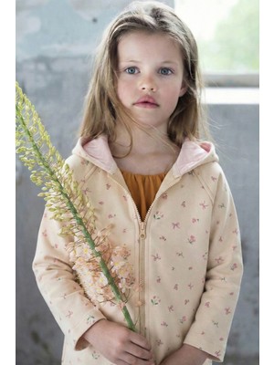 Cigit Ağır Kumaş Desenli Kapşonlu Hırka 1-8 Yaş Soft Sarı