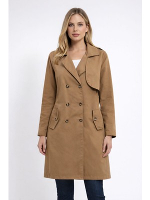 Malkan Kruvaze Yaka Trençkot (Çanta Hediyeli)