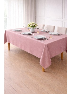 PerdeYap Kadife Dokulu Pudra Renk Masa Örtüsü 34-Pudra
