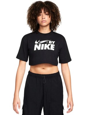 Nike Air Sportswear Loose Fit Womens Tee Bol Kesim Kadın Crop Tişört Siyah