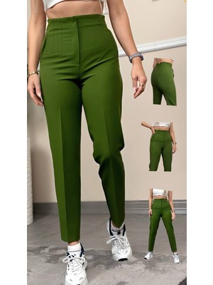 Madame Melek ZR Model Orijinal Marka Fileto Detaylı Kumaş Pantolon Dar Paça Pantolon