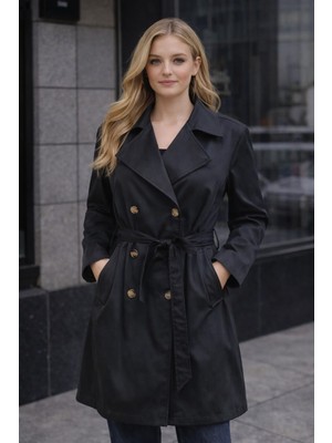 Malkan Kruvaze Yaka Trençkot (Çanta Hediyeli)