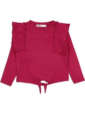 Civil Girls Omuz Fırfırlı 2-5 Yaş Sweatshirt - Kırmızı