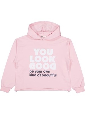 Civil Girls You Look Good Baskılı 10-13 Yaş Sweatshirt - Pudra