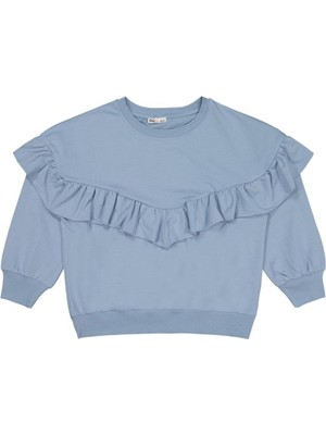 Civil Girls Roba Fırfırlı 10-13 Yaş Sweatshirt - Mavi